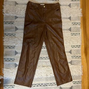 Brown faux leather pants